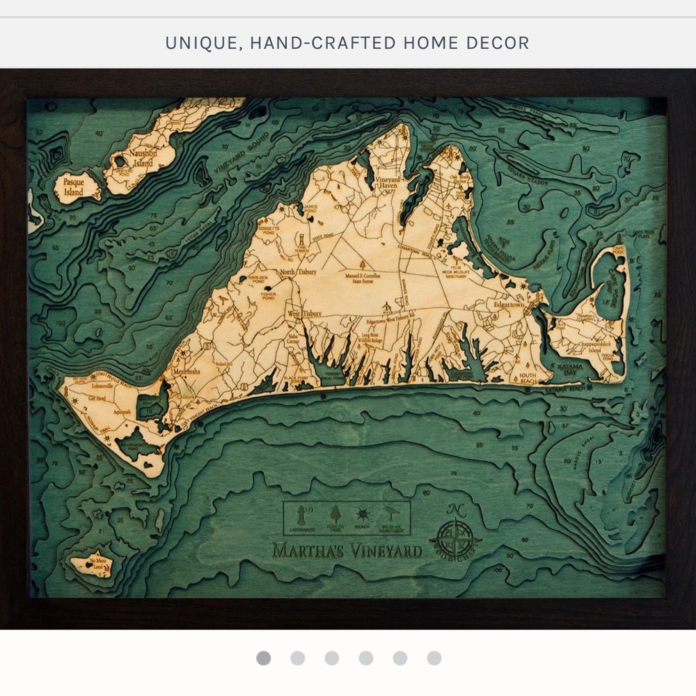 Brand New Martha’s Vineyard Topographic Wood Map